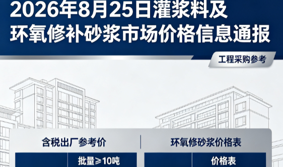 凤岗镇2026年8月25日灌浆料及环氧修补砂浆市场价格信息通报